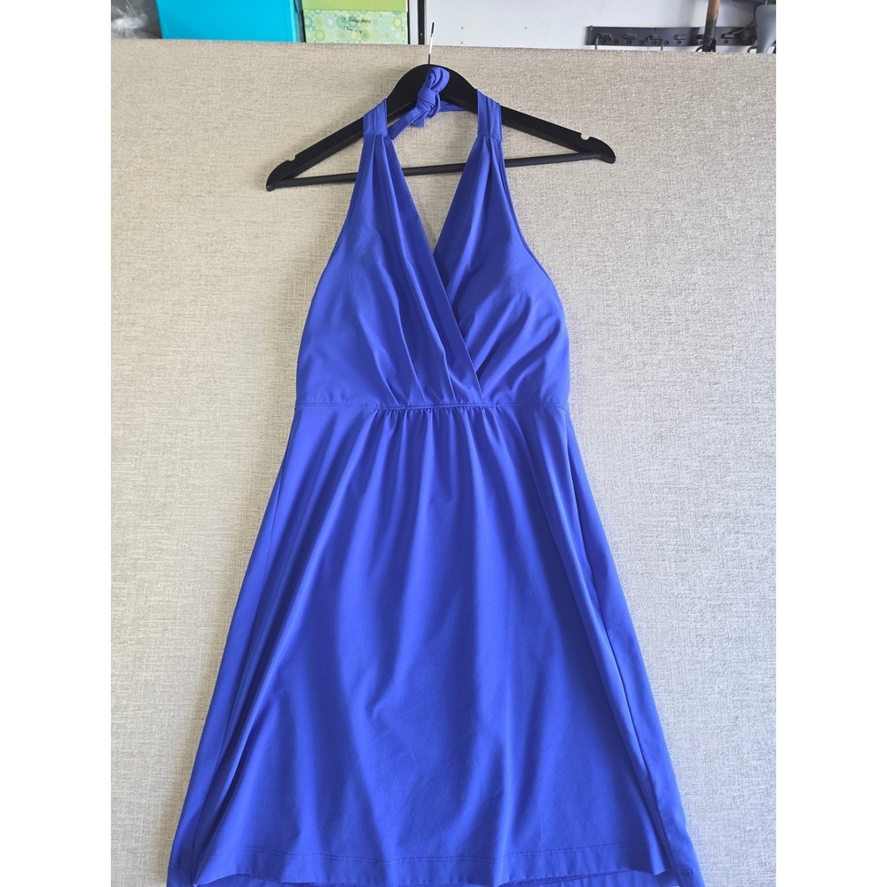 Athleta Go Anywhere Halter Dress Blue Size 4 Built In Bra Removable Pads